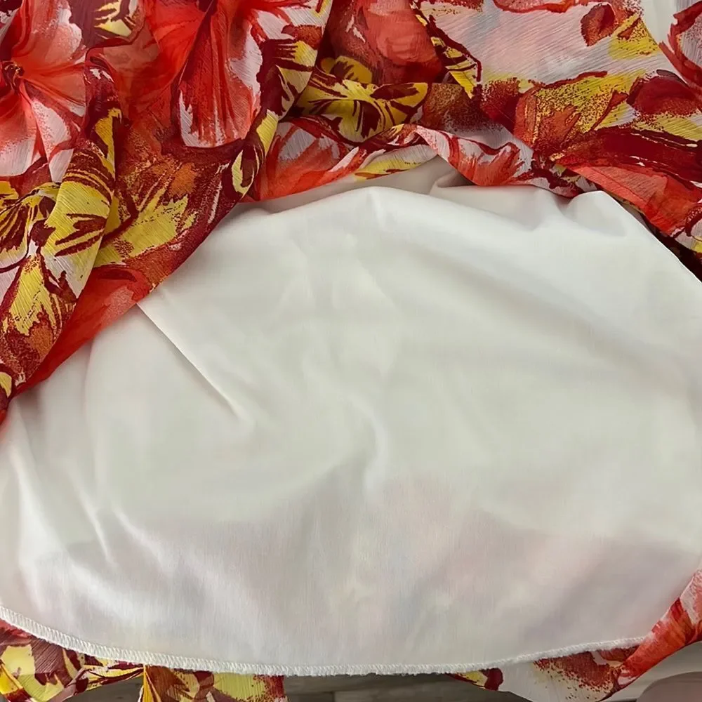 Xhilaration Strapless Tropical Fall Hibiscus Floral Maxi Summer Dress